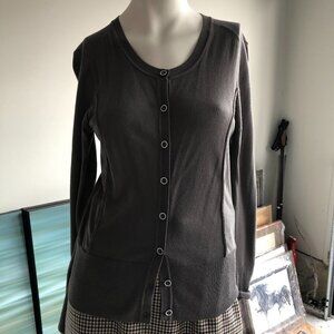 Olsen Europe Scoop Neck Knit Cardigan Grey Size XS
